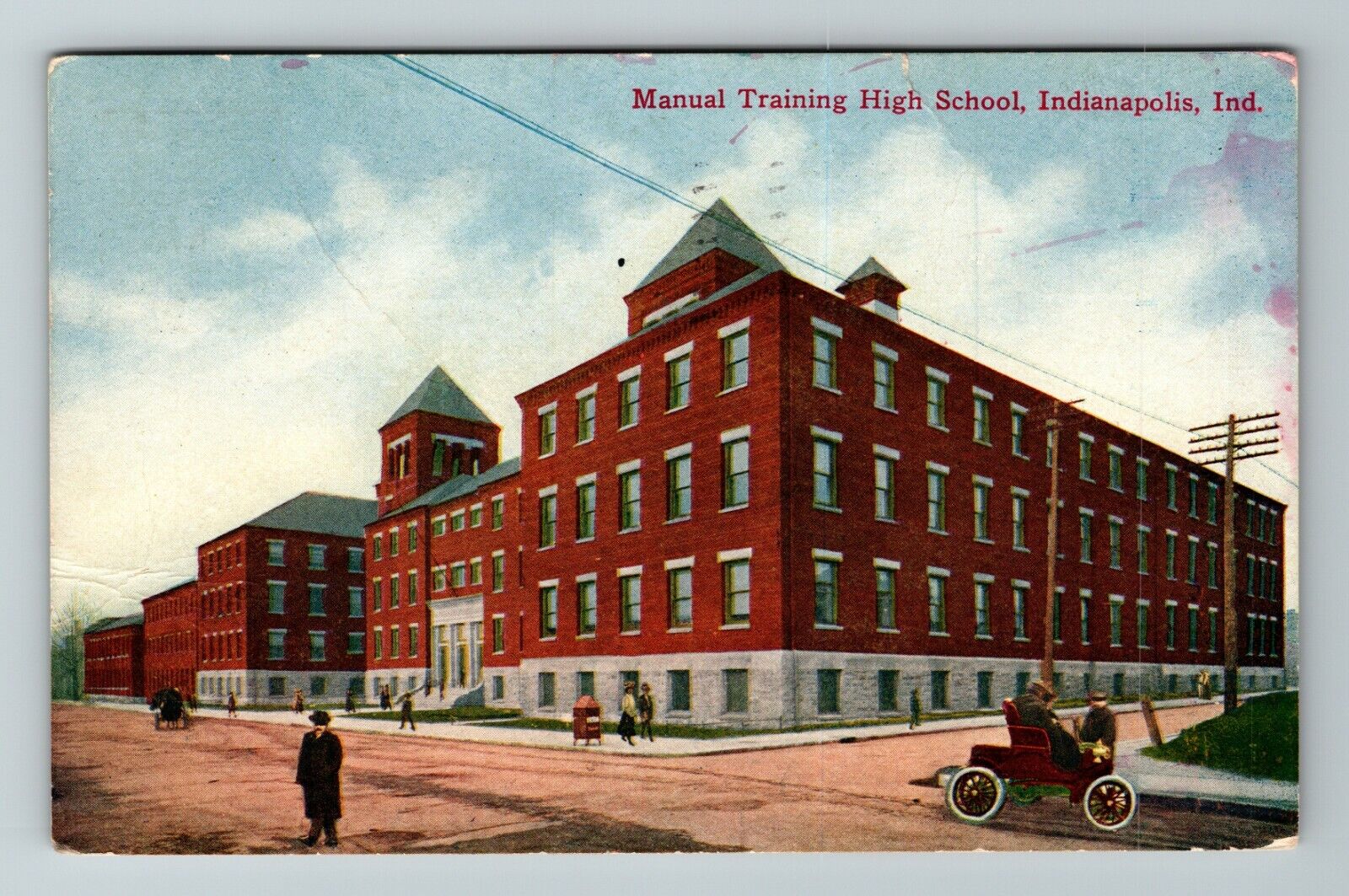 Indianapolis IN-Indiana, Manual Training High School, Outside, Vintage Postcard