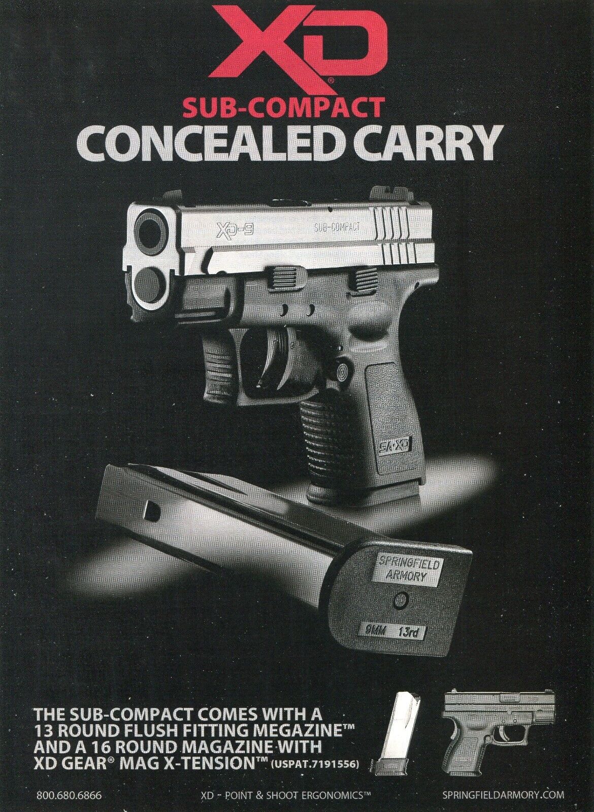 2013 Print Ad of Springfield XD-9 Sub-Compact Pistol