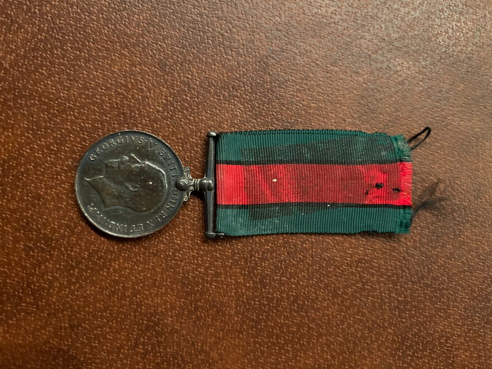 WWI British Officers' Sterling Silver War Medal George V 1914-1918 w/ Ribbon