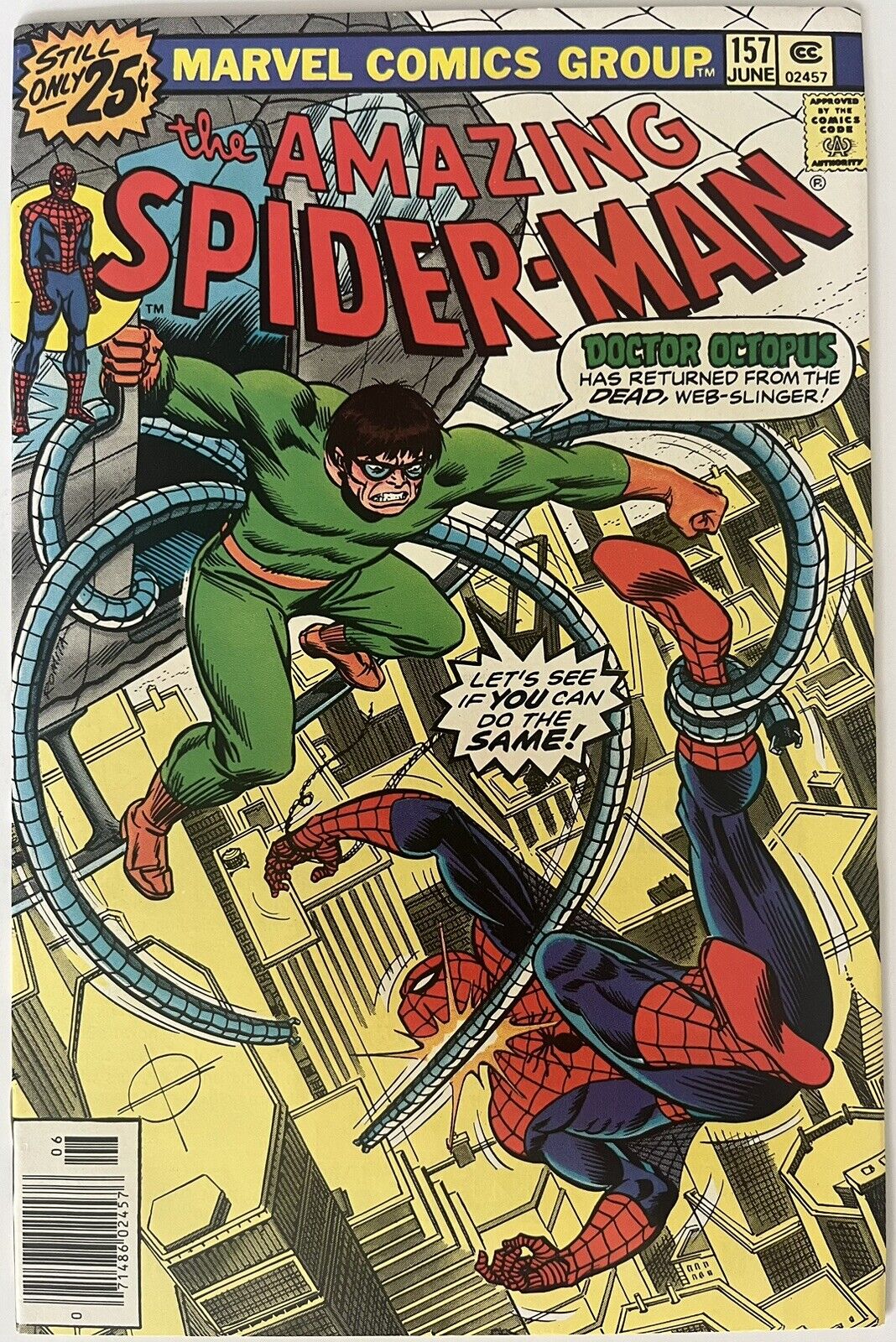 Amazing Spider-Man #157 (1976) NM 9.4 Doctor Octopus John Romita Sr Cover