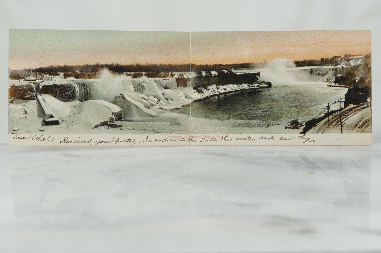 1906 Niagara Falls Panorama Postcard RARE Folded Niagara Falls Winter Panoramic