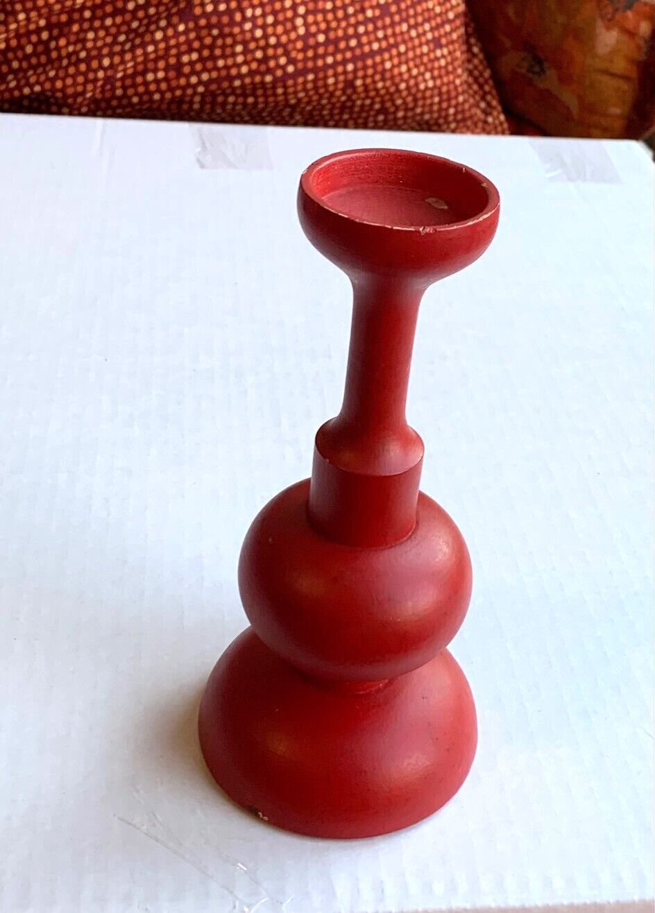 Vintage MCM Aarikka Red Wood Candle Holder