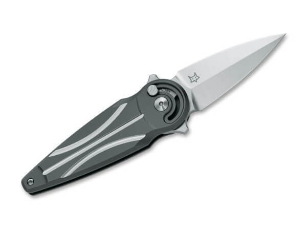 Fox Saturn Black Left Flipper Folding Knife Black Ti Handle M390 Plain 01FX937