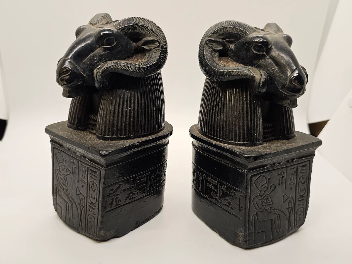 Amun The Ram God of Egypt Pair of Bookends 1990s