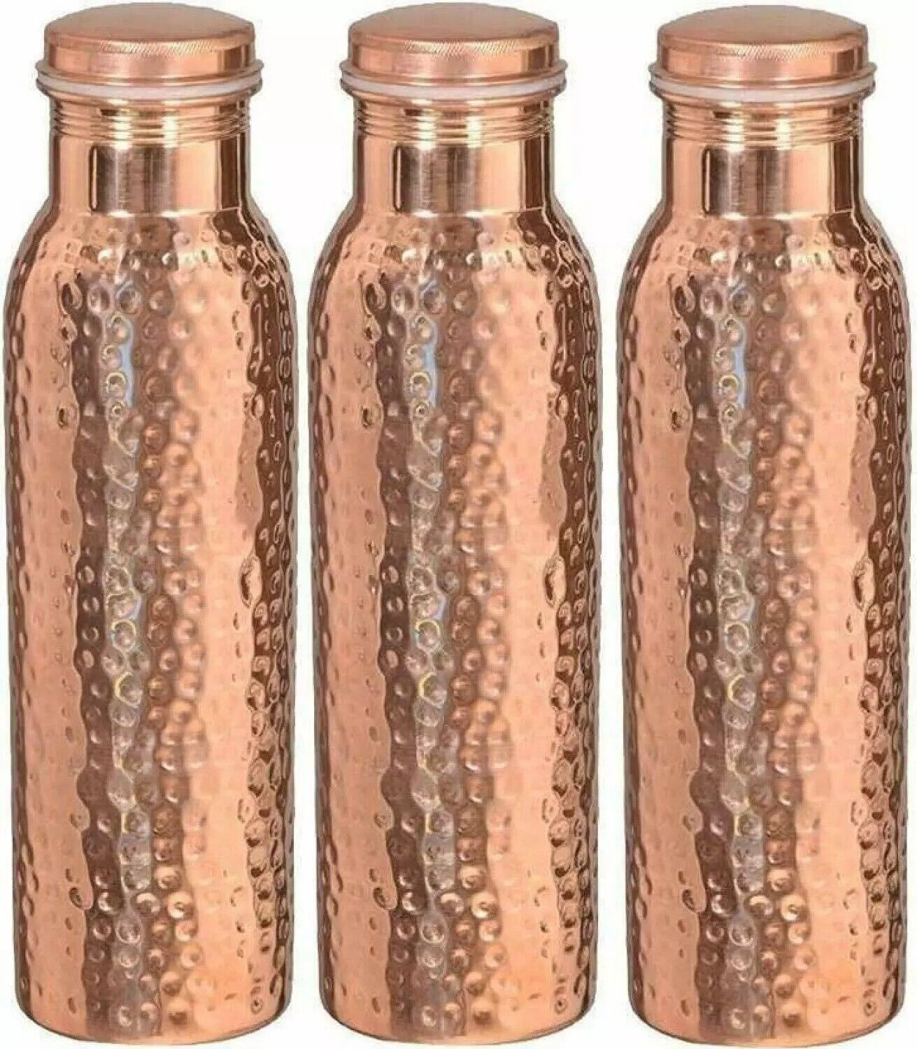 100% Pure Copper Hammered Water Bottle For Yoga Ayurveda Health Benefits 1000ml