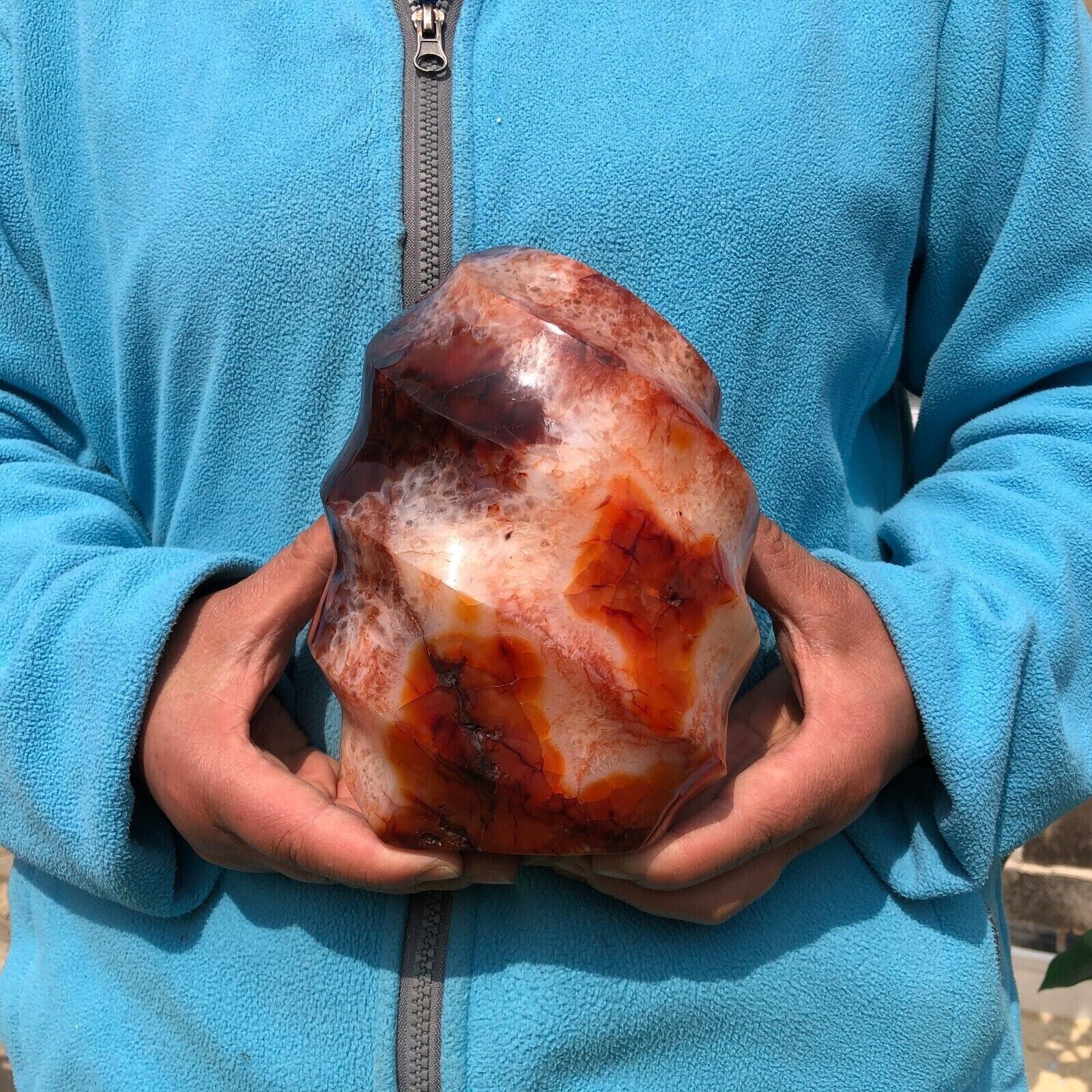 6.34 LB Superb Natural Red Agate Flame Spiral Quartz Crystal Mineral- Madagascar