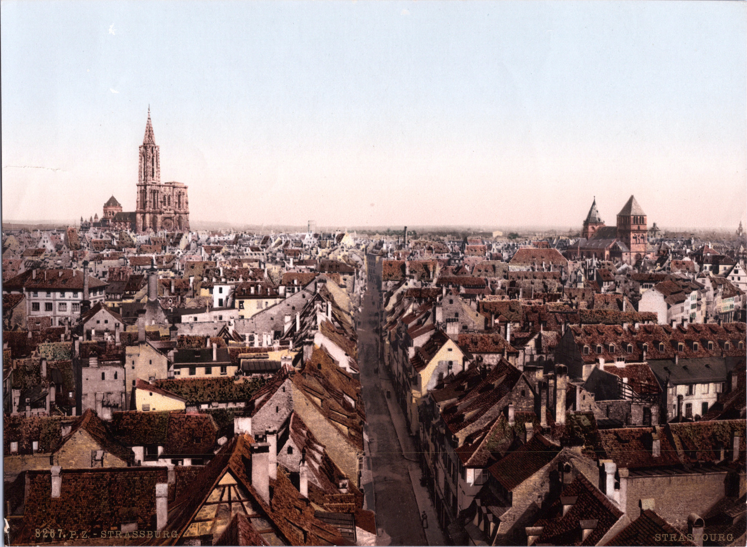 France, Strasburg. General view. (FRANCE) vintage print photochromie, vintag