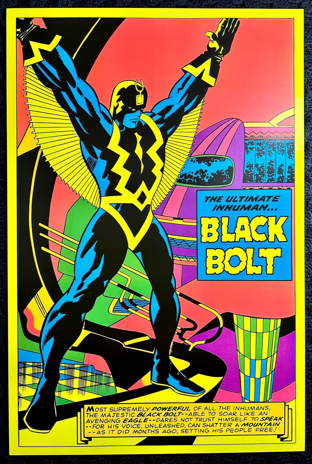 Black Bolt Black Light Marvel Comic Poster by Jack Kirby and Frank Giacoia