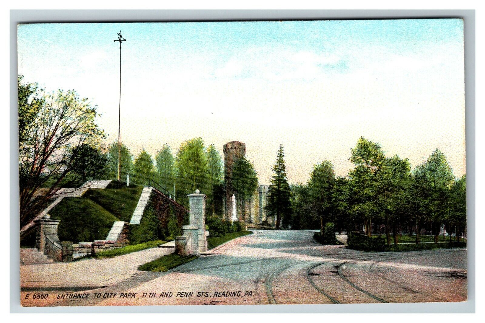 Entrance to City Park, 11th and Penn St., Reading PA c1910 Vintage Postcard