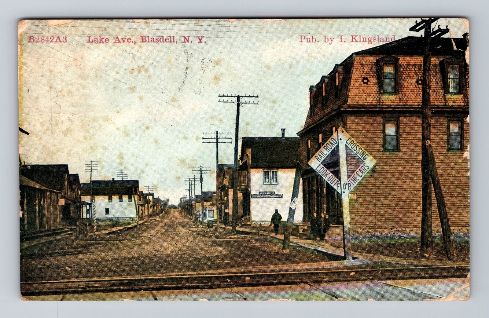 Blasdell NY-New York, Lake Ave Scenic View, Railroad, Vintage c1912 Postcard