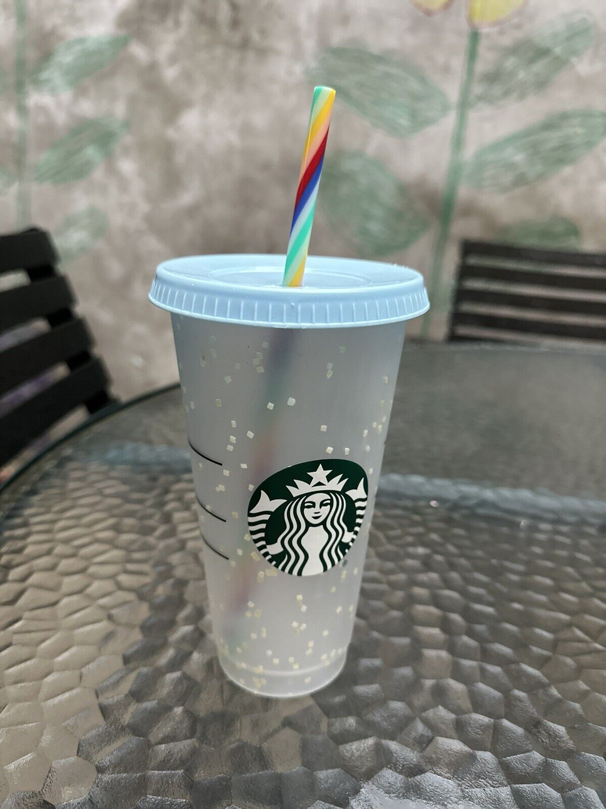 Starbucks 2020 Confetti Color Changing Cup with Rainbow Straw