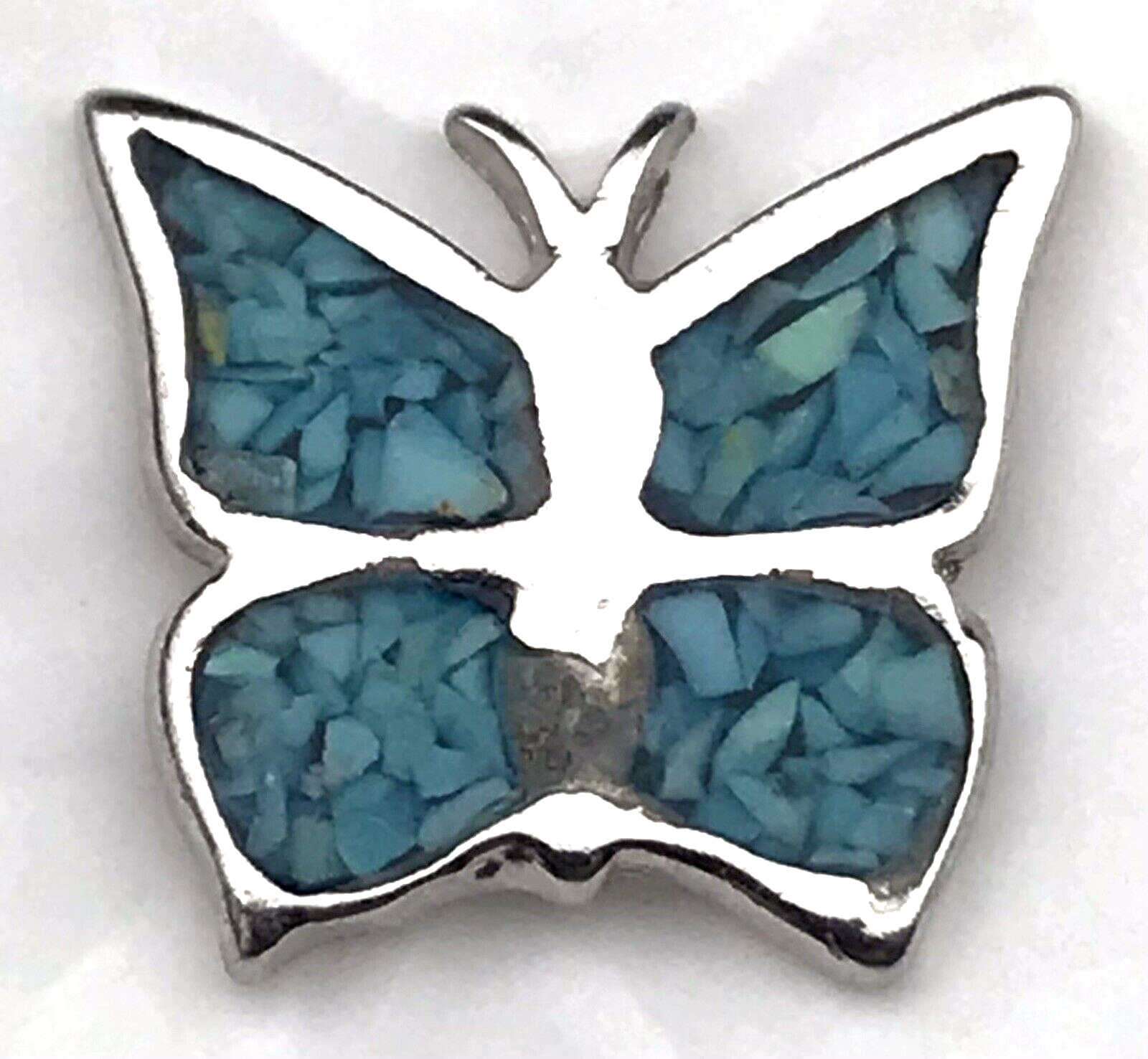 Butterfly Pin Brooch Silver Tone Vintage Small Turquoise