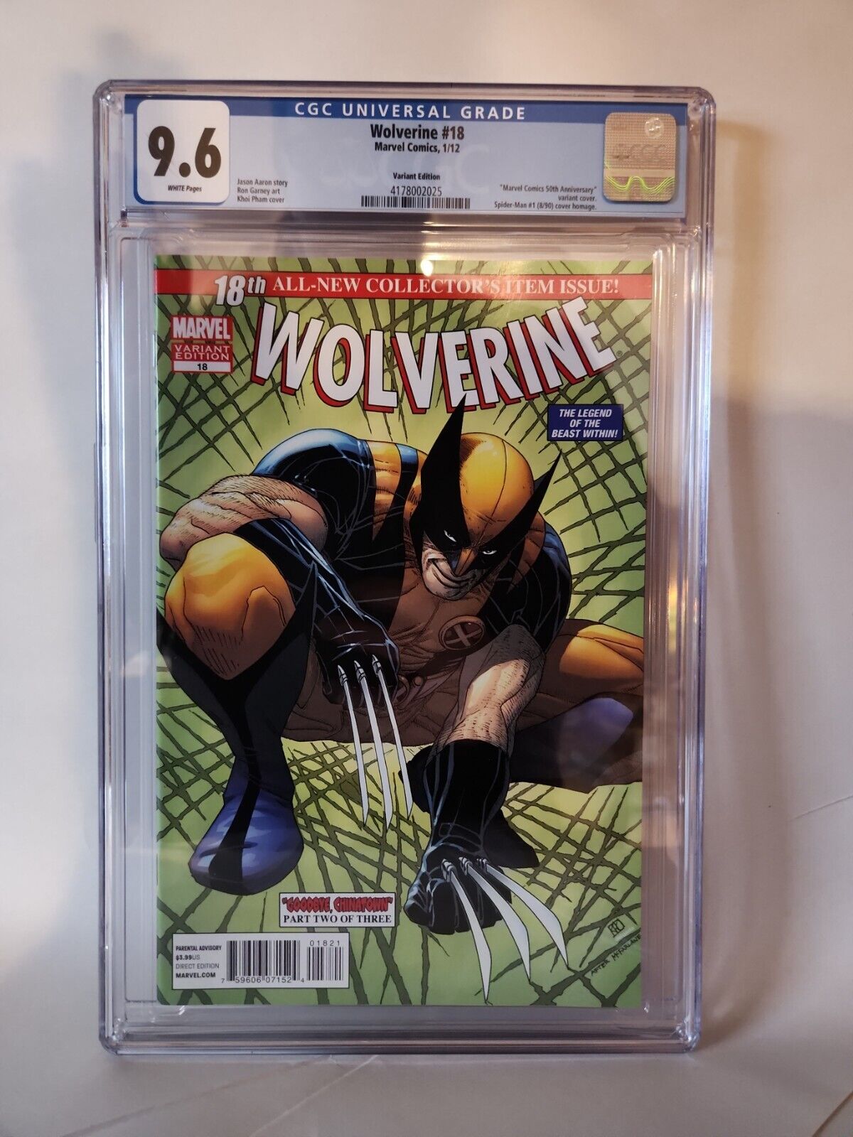 Wolverine #18 Marvel Comics 50th Anniversary Variant CGC 9.6
