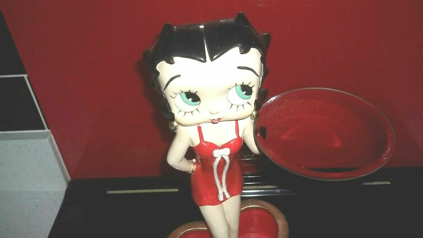 Extremely Rare Betty Boop Standing in Heart Box Mirror Butler Figurine Statue