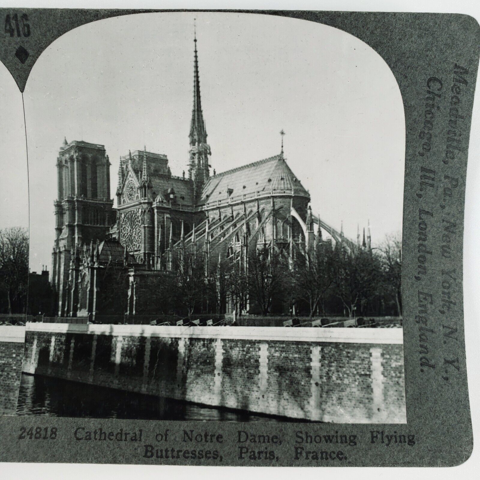 Notre Dame Cathedral Paris Stereoview 1920s Flying Buttress France Church A2521