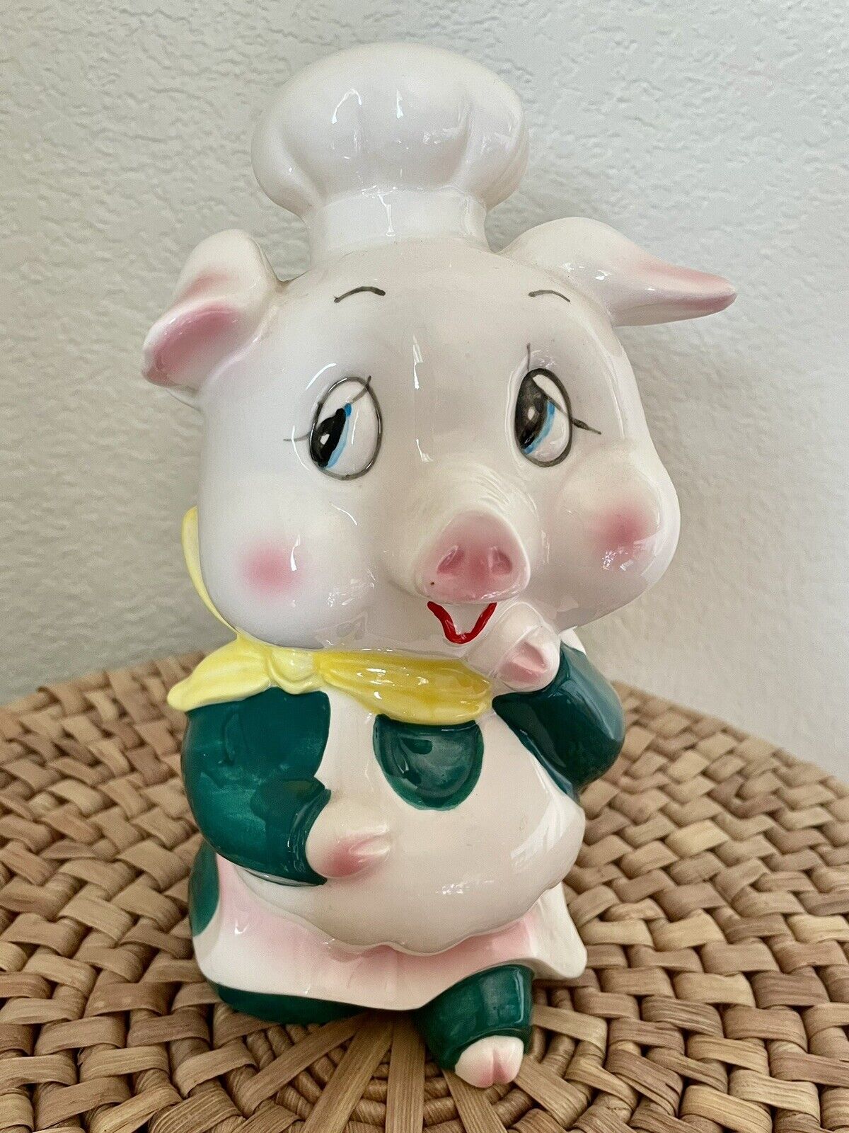 Vtg. Kitch Chef Pig Piggy Bank Figure