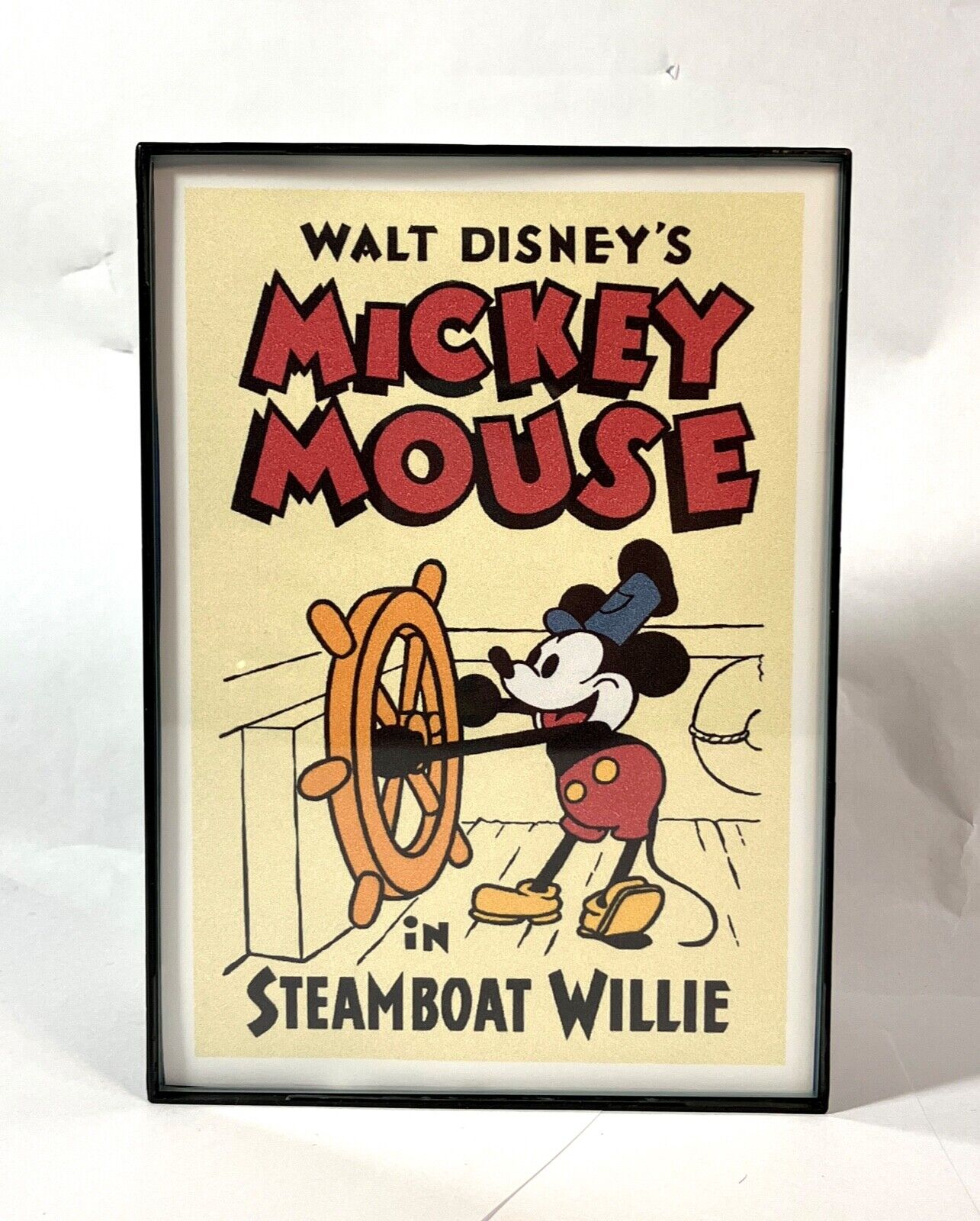 Walt Disney\'s Mickey Mouse Steamboat Willie Mini Framed Print Movie Poster 5x7