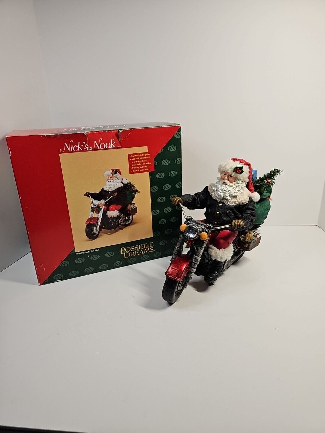 POSSIBLE DREAMS Nick\'s Nook 890229 #1445 Santa On Bike Figurine Hand Painted
