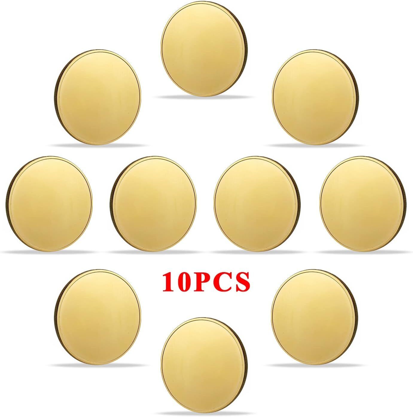 10pcs Gold Plated Blank Challenge Coin Laser Engravable Pattern for DIY Crafts
