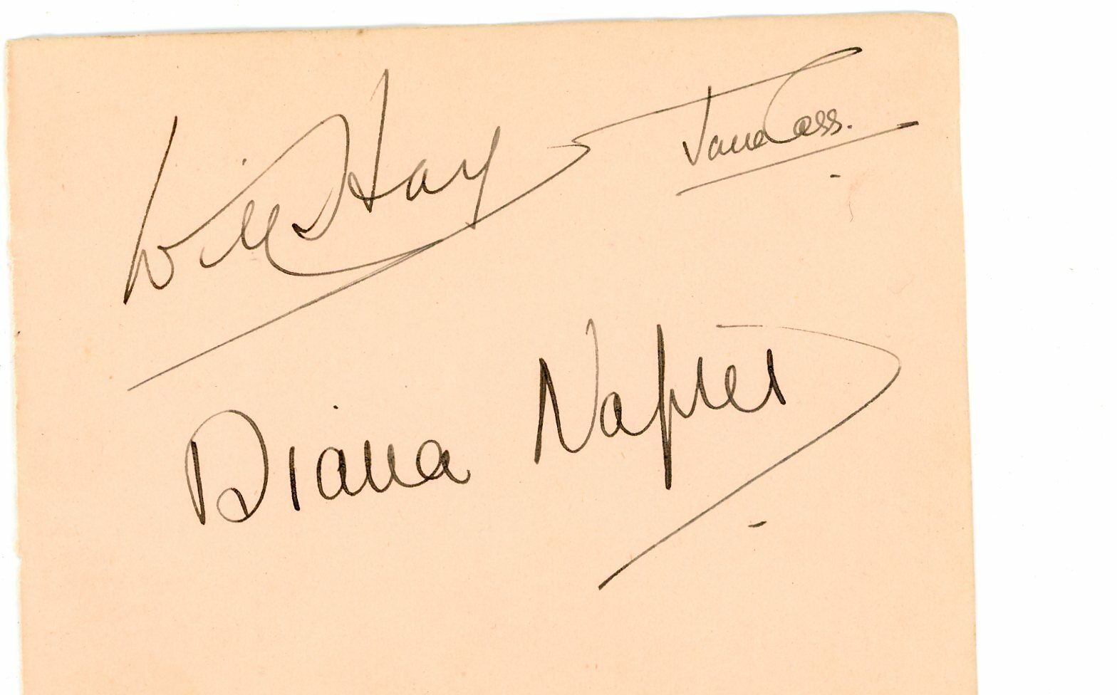 Autograph Diana Napier English Film Actress + Jane Cass Ticket Hay Trailer