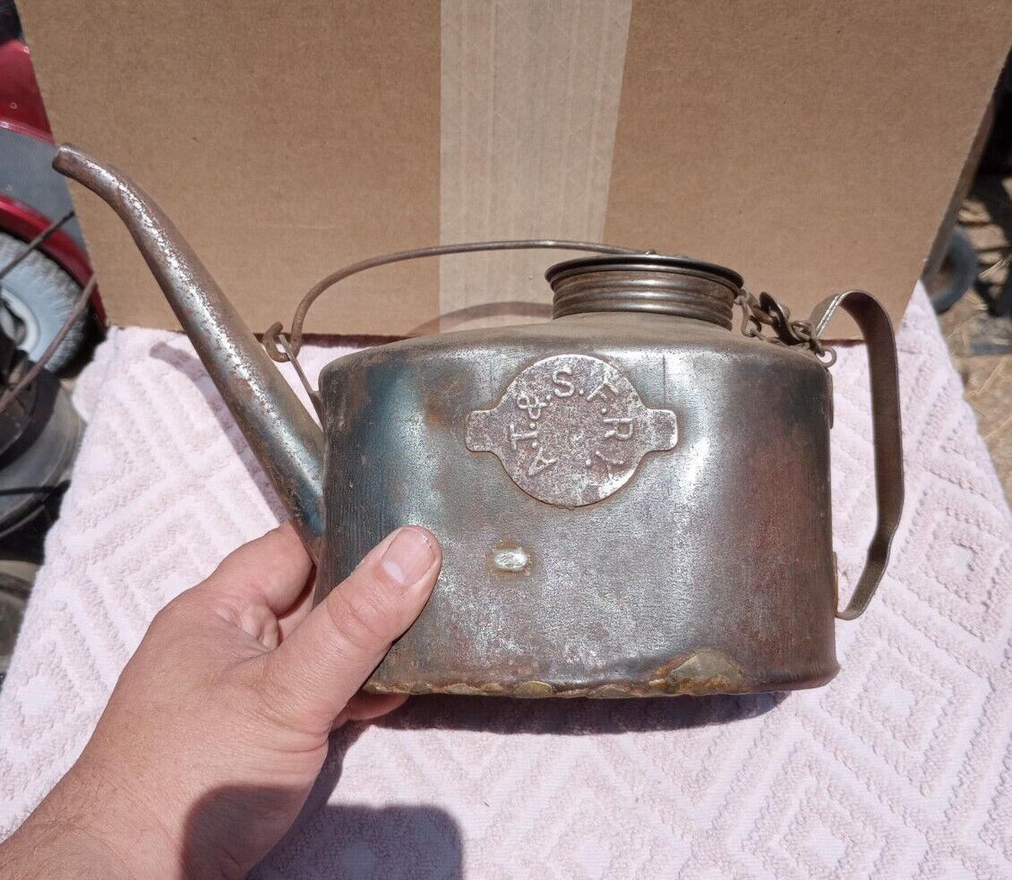 Antique AT&SF RY Eagle Oil Can. Railroad