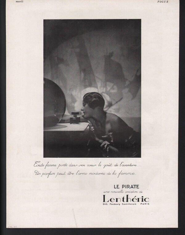 1928 LENTHERIC PIRATE PERFUME FASHION BEAUTY PARIS FRENCH DECOR BATH AD PM-44