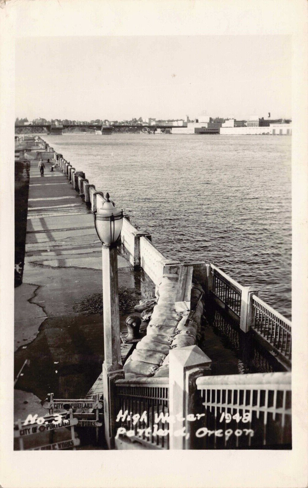VTG RPPC Photo Postcard Portland Oregon No. 3 High Water 1948 Pier Dock Flood US