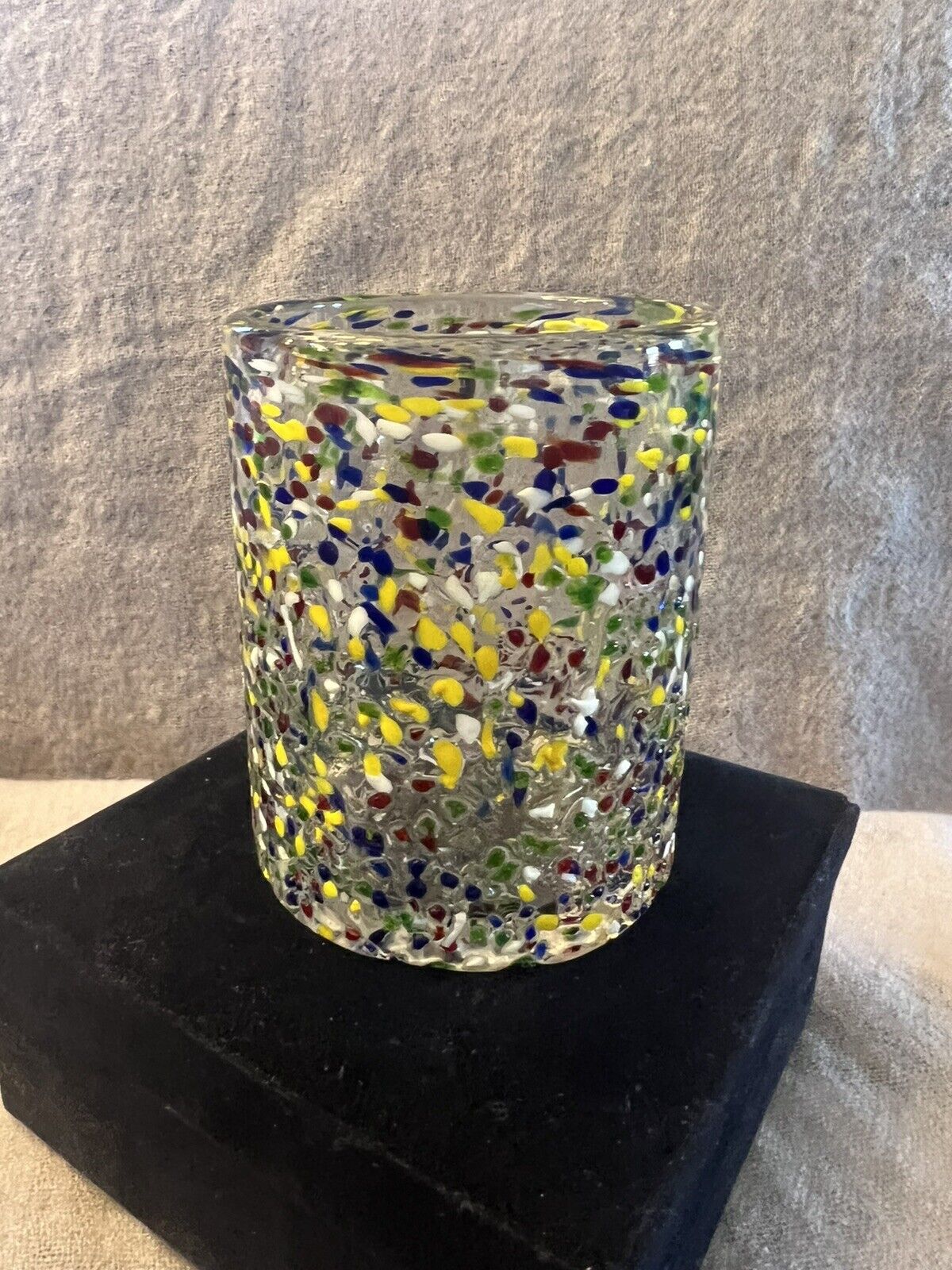 Confetti Art Glass Recycled Blown Glass Tumbler  Mexico