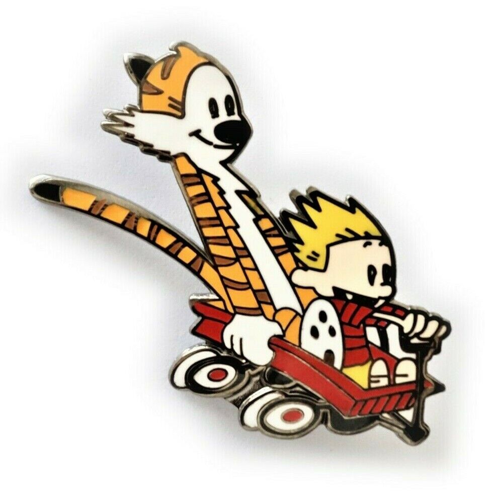 Calvin and Hobbes Wagon Comic Cartoon Hat Jacket Tie Tack Lapel Pin