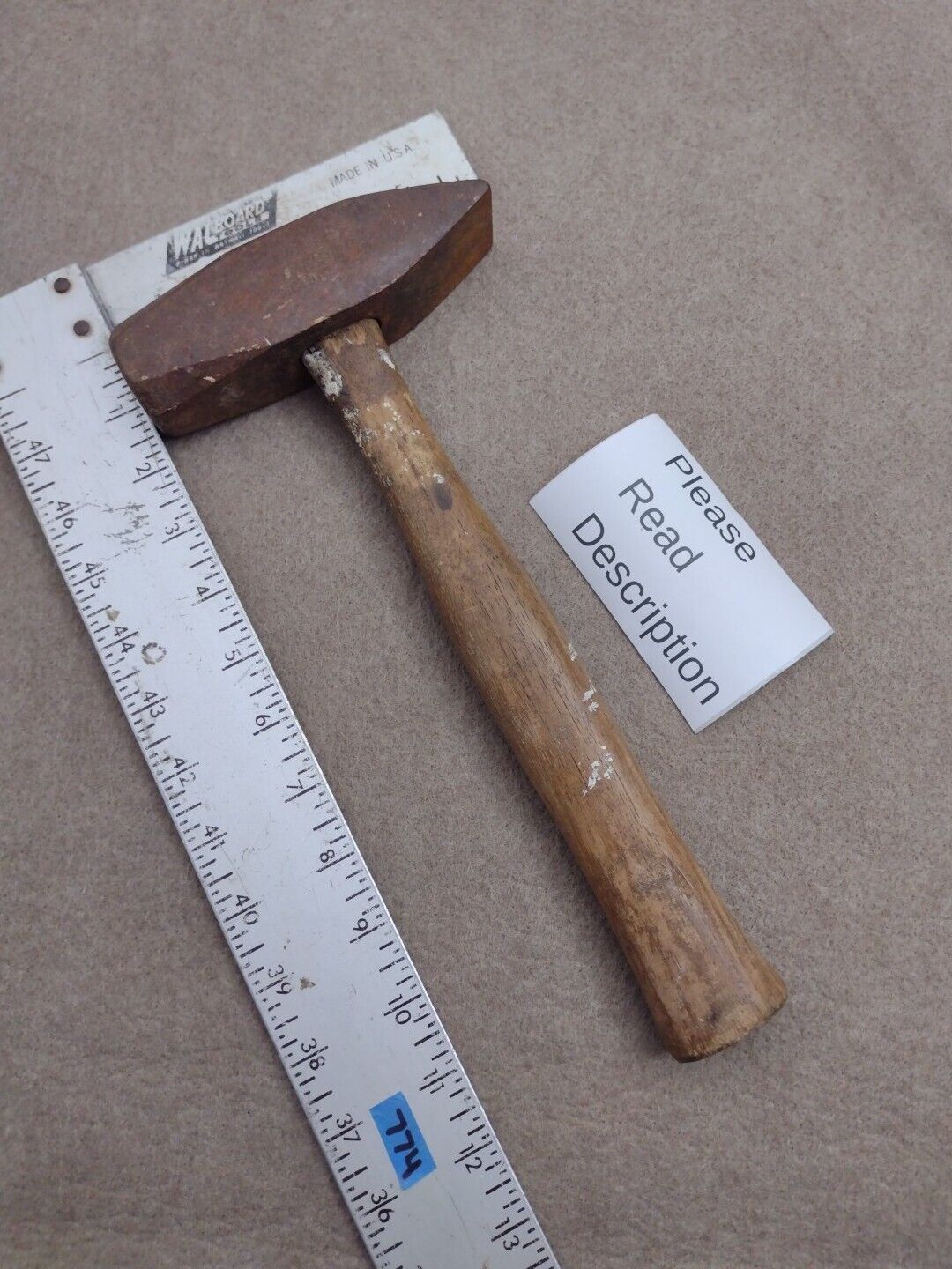 Vintage Plumb Cross Peen Hammer 3lbs 8oz Blacksmith Sledge Wood Handle Pein Tool