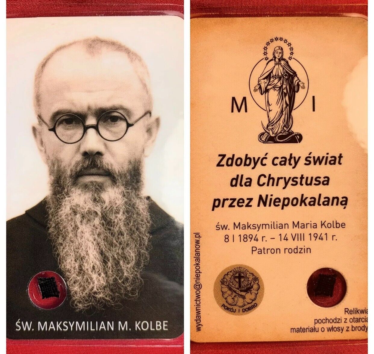 St. Maximilian Maria Kolbe Relic Card of Saint - Genuine and Rare
