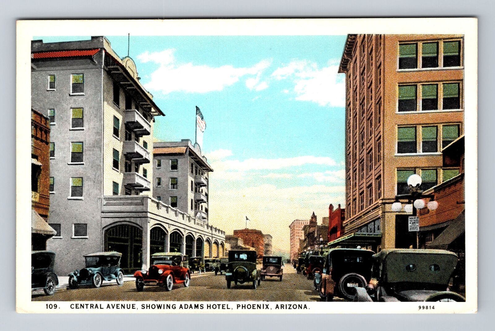 Phoenix AZ-Arizona, Central Avenue, Adams Hotel Advertising Vintage Postcard