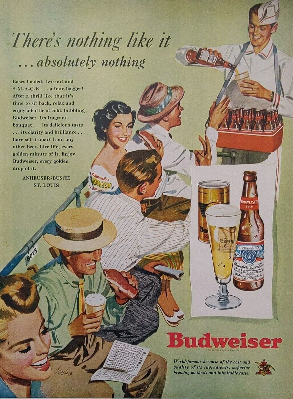 1949 vintage Budweiser print ad. Post World War II.