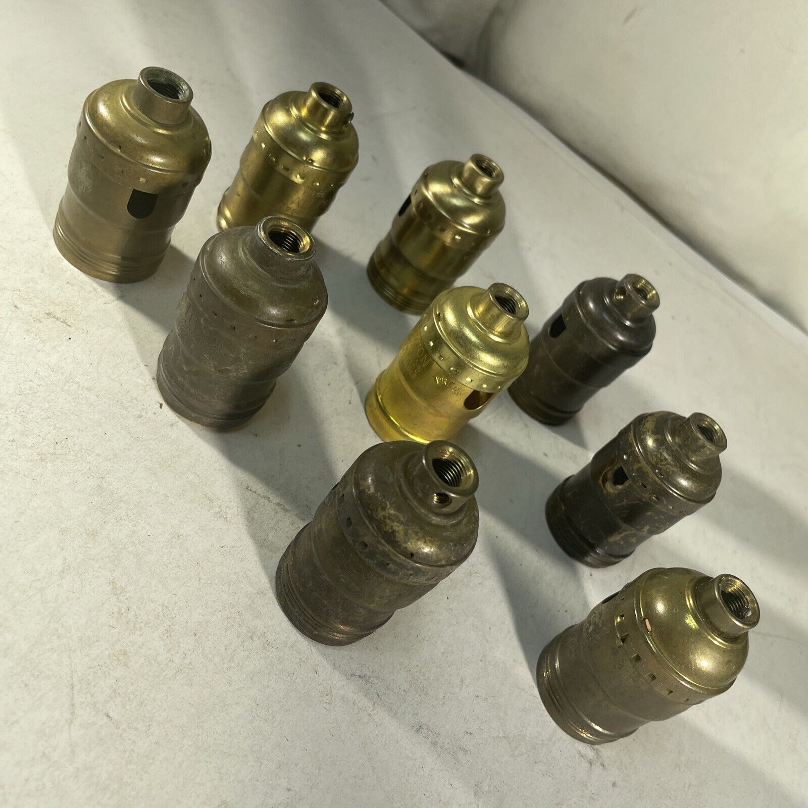 Lot Old Brass Bulb Socket Shells Lamp Light Part G