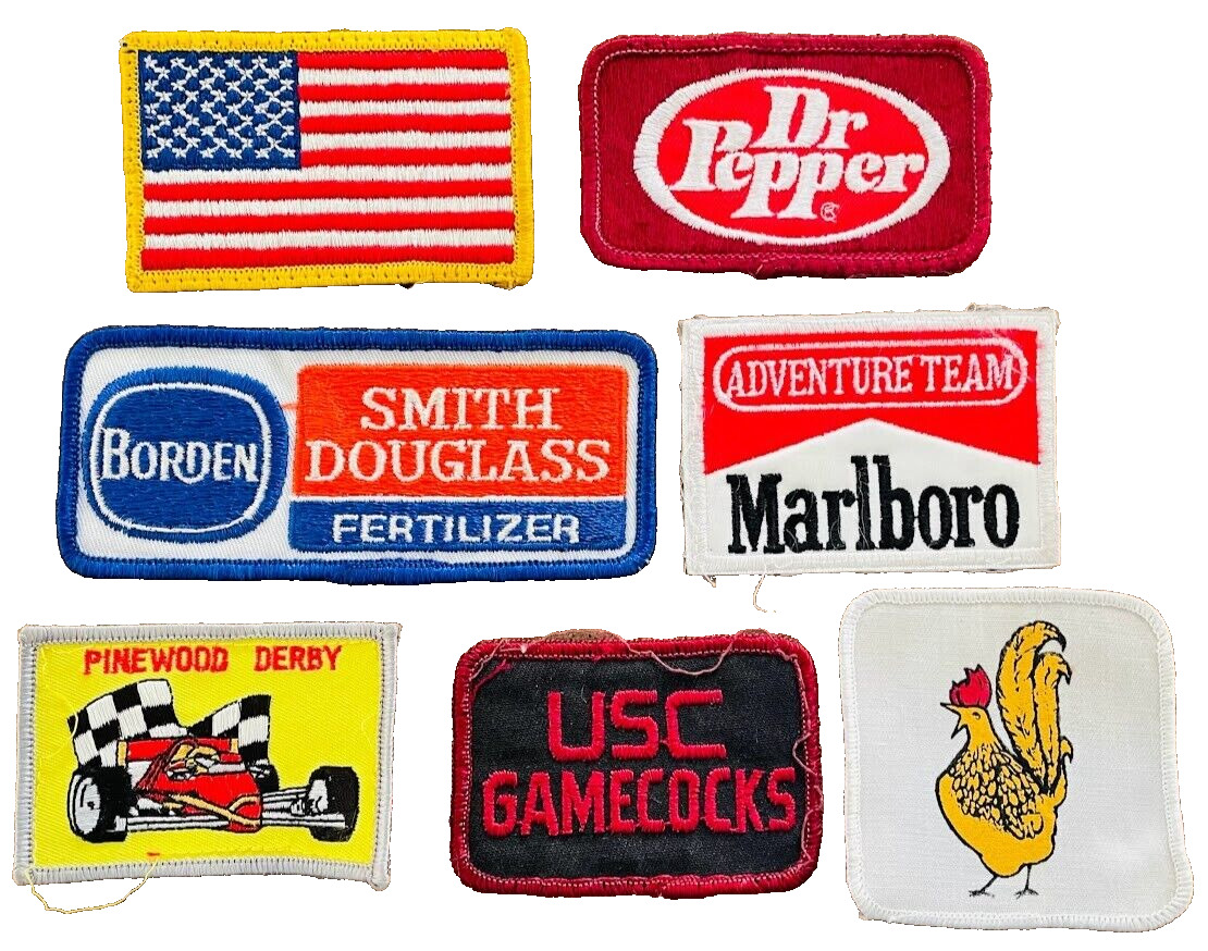 Vintage Uniform Fabric Patch Lot of 7 Patches Advertising Marlboro Dr. Pepper