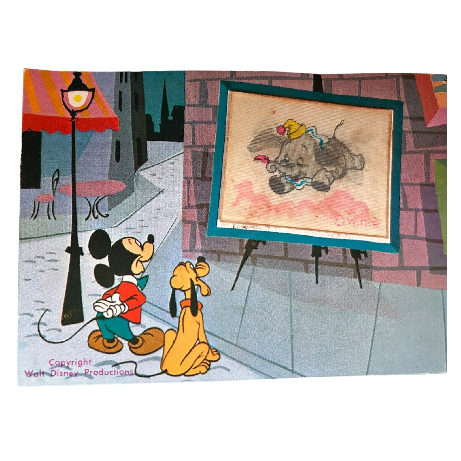 Vintage Disneyland 3D Post Card Lenticular Dumbo Mickey Pluto Disney