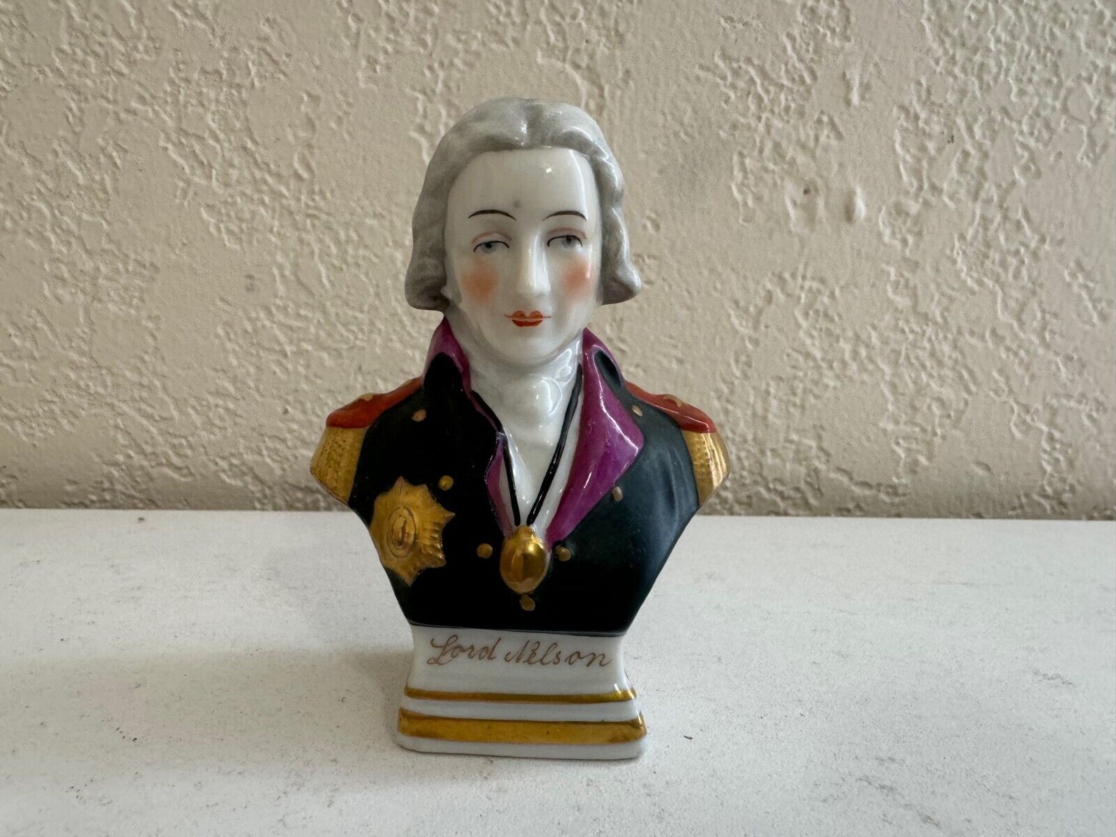 Antique German Edme Samson Porcelain Miniature Bust of Lord Nelson