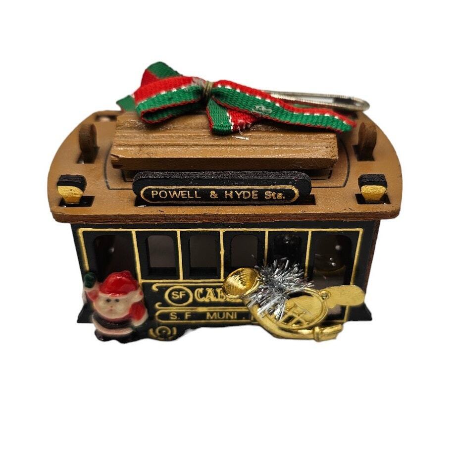 Vintage San Francisco Wooden Cable Car Christmas Ornament
