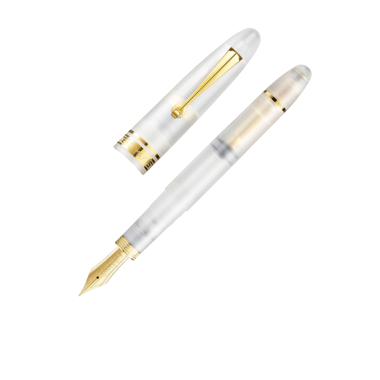 Omas Ogiva Fountain Pen in Frosted Demonstrator with Gold Trim - 14kt Flex Nib