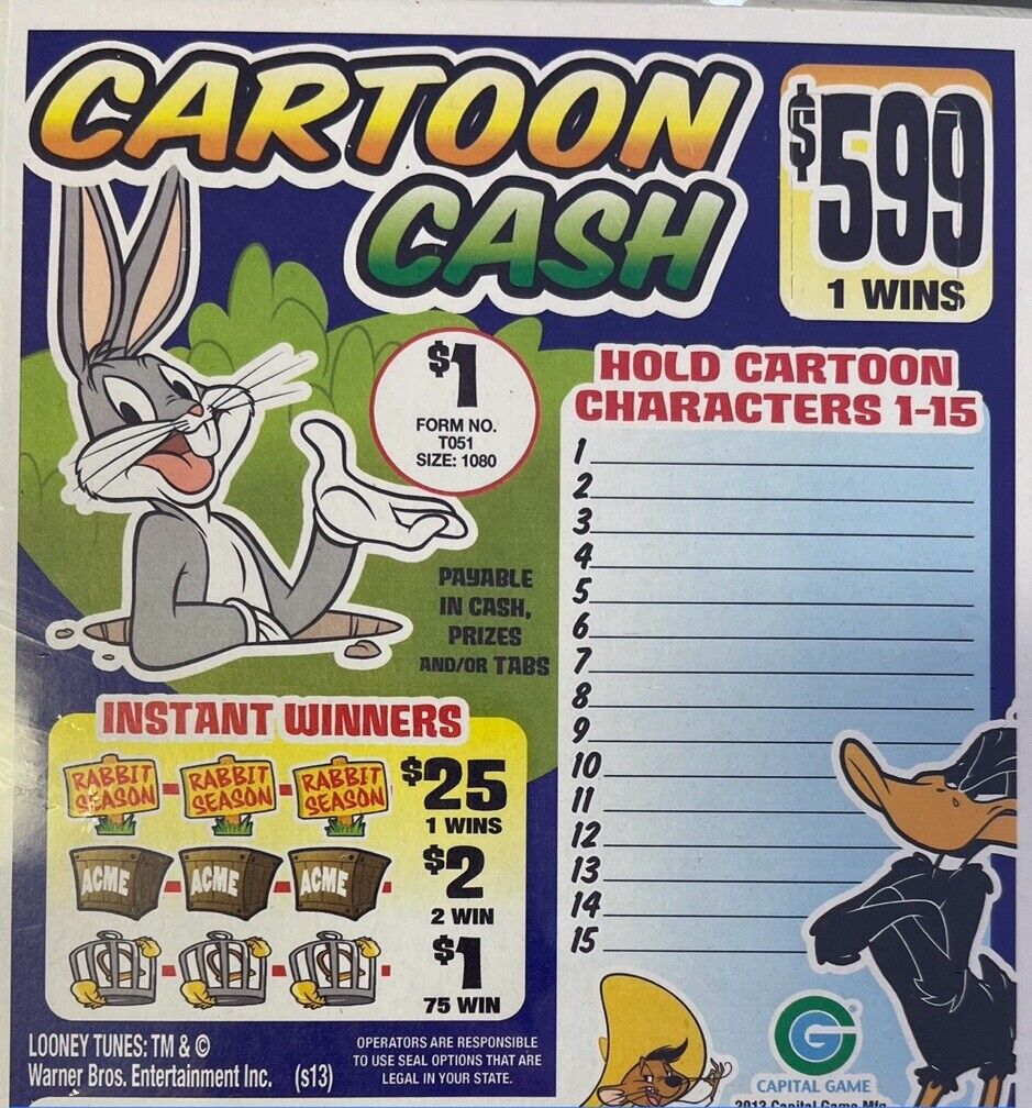 NEW pull tickets Cartoon Cash - Seal Card Tabs