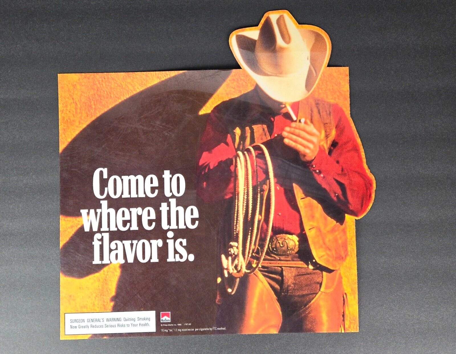 Vintage Marlboro Sign Come To Where The Flavor Is. Plastic Cowboy Desert Tobacco