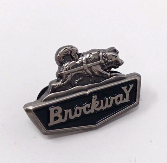Brockway semi truck vintage style emblem lapel hat pin silver black