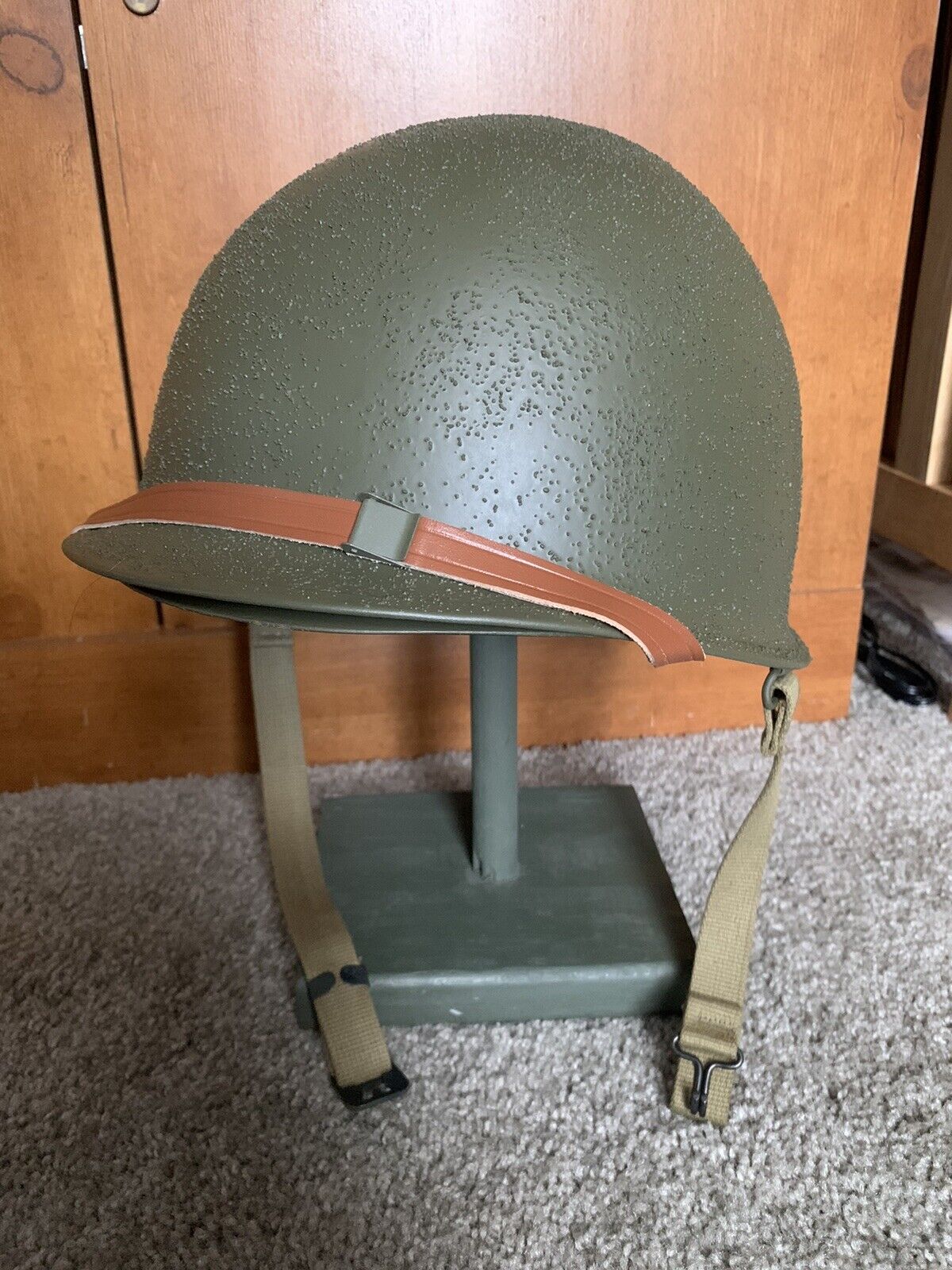 Restored Original WWII Rear Seam Swivel Bale Schlueter M1 Helmet Firestone Liner