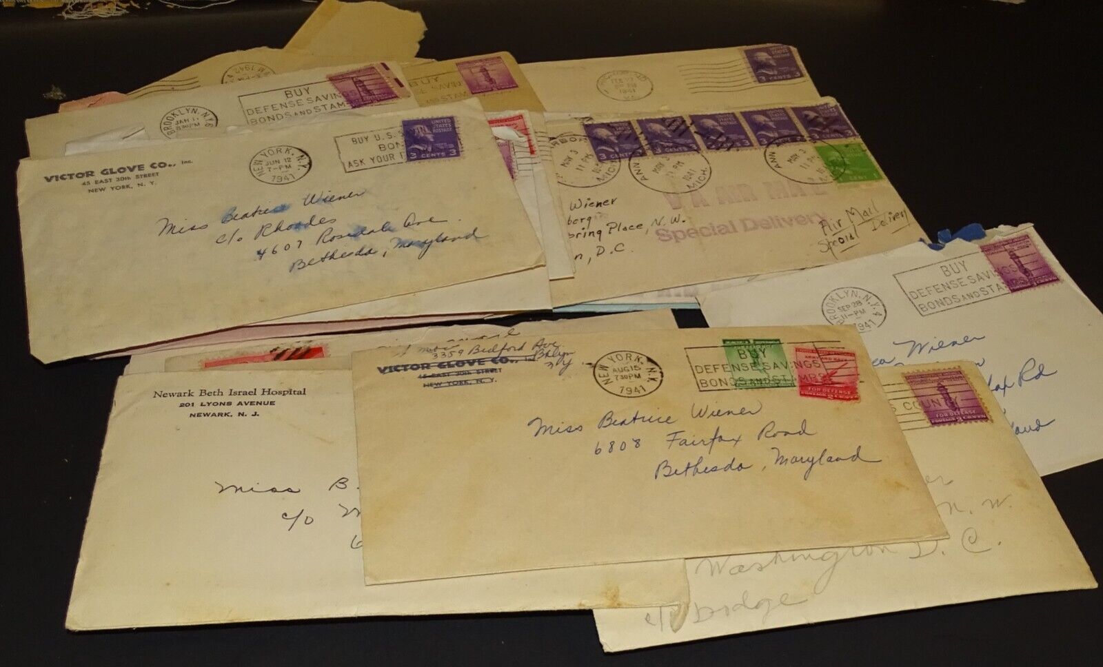 1941 & 1942 Correspondence (28 postmarked envelopes with notes & letters inside)