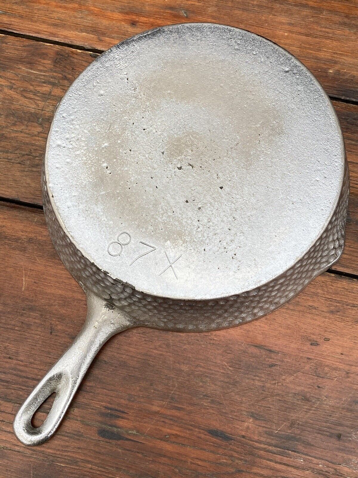 Chicago Foundry Hardware #8 Hammered Cast Iron Skillet with Chrome Finish