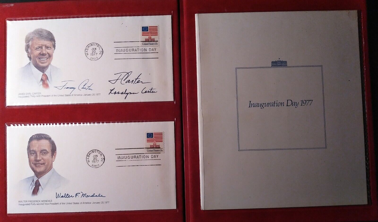JIMMY CARTER, AND ROSLYN CARTER  SIGNED INAUGURATION COVER IN PRESENTATION CASE.