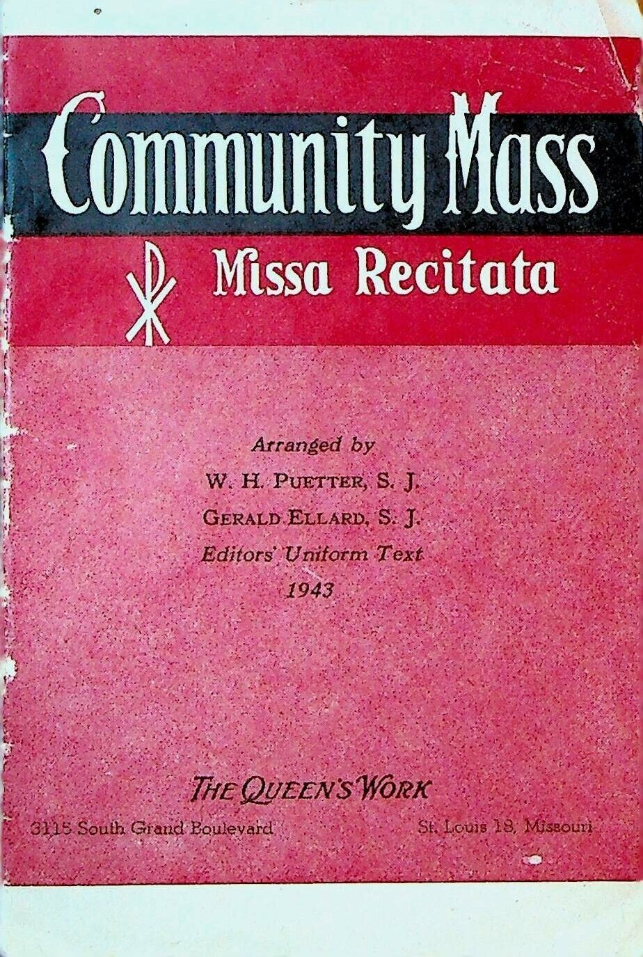 Community Mass Missa Recitata Booklet Latin English 1943 WH Puetter SJ