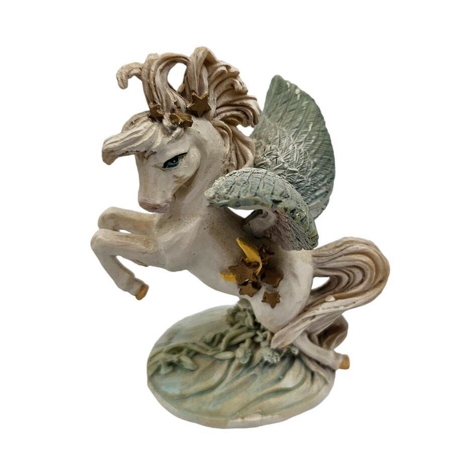 Vintage 1990s Unicorn Pegasus Nautical Style Figurine Carved