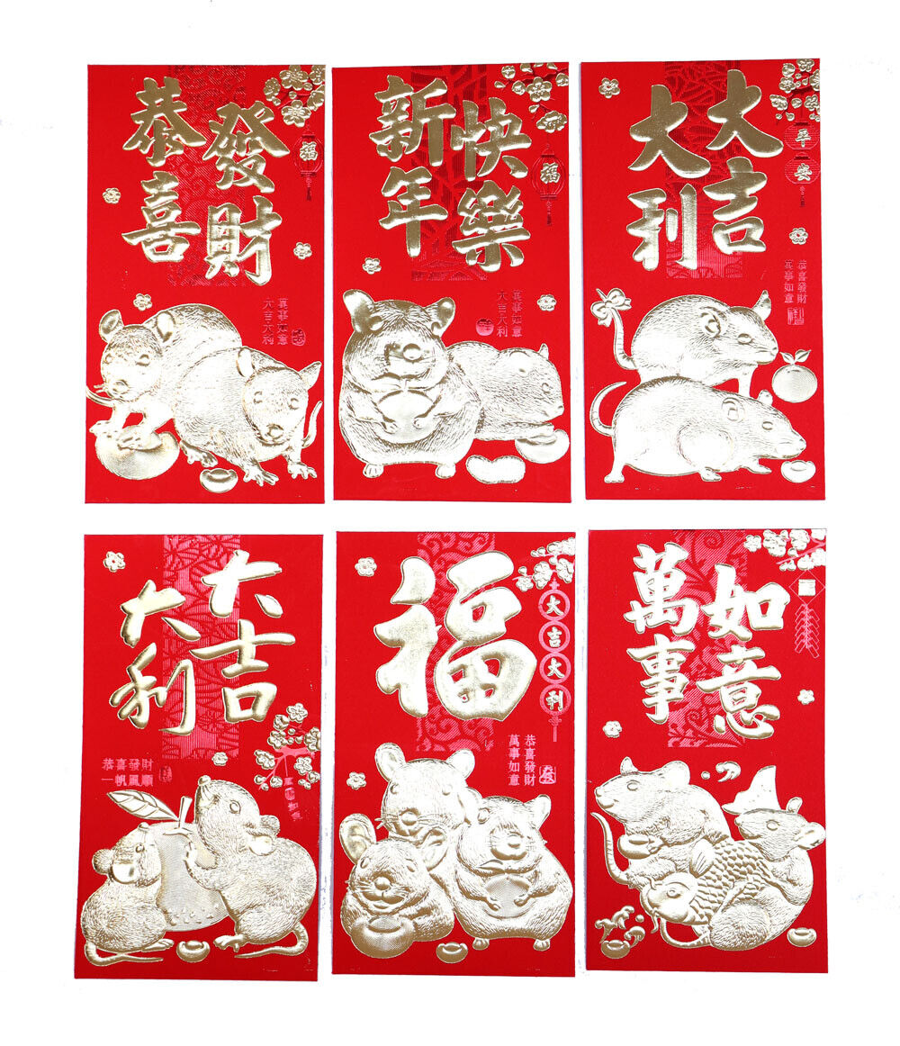 36PCS Thick Lucky Money Envelopes Hong Bao Red Packet for Chinese Rat Lunar New