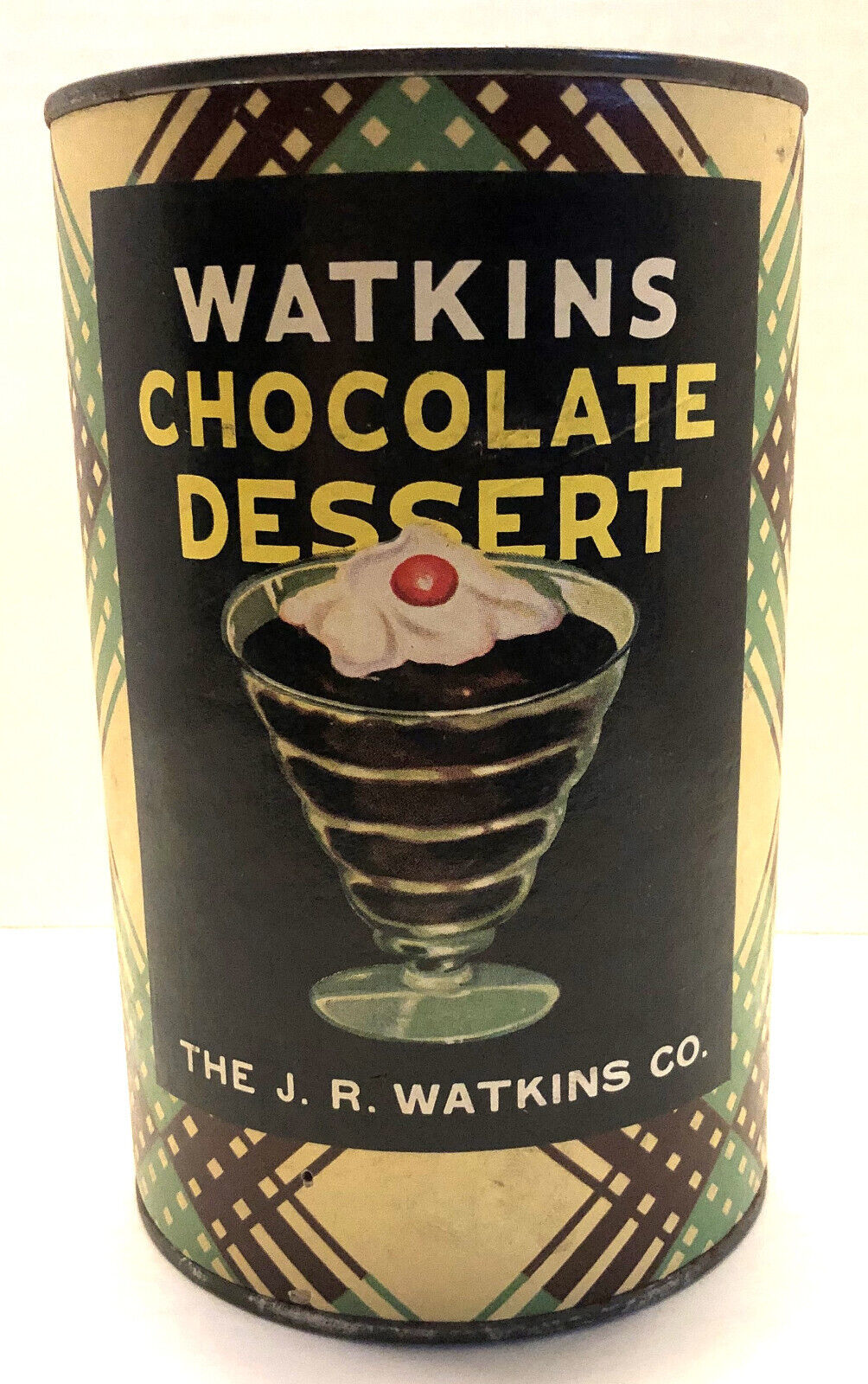 Vintage 1950\'s J R Watkins Chocolate Dessert 1 lb. Container Very Nice Condition